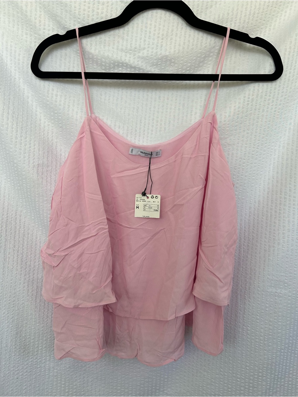 NWT Mango Pastel Pink Layered Ruffle Spaghetti Strap Cami Size Small